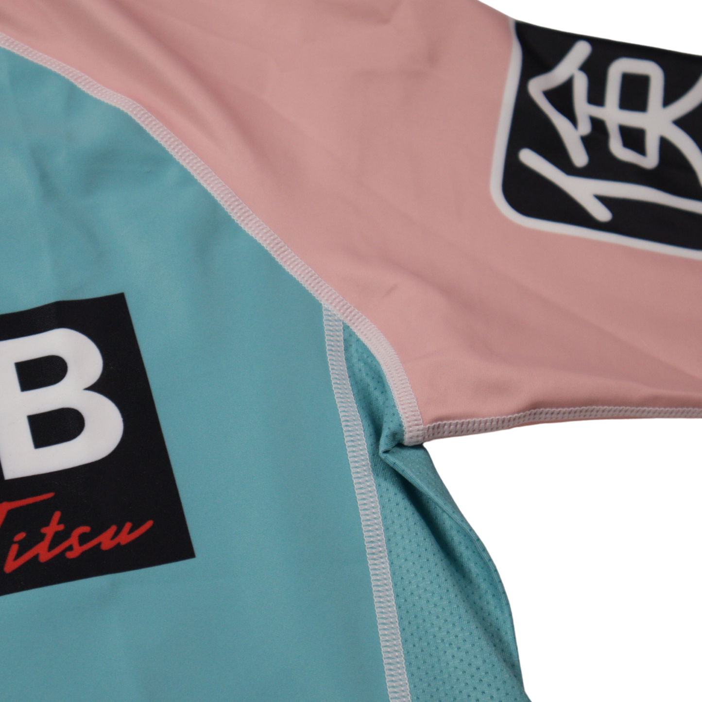 nogi bjj real teal rashguard close up view