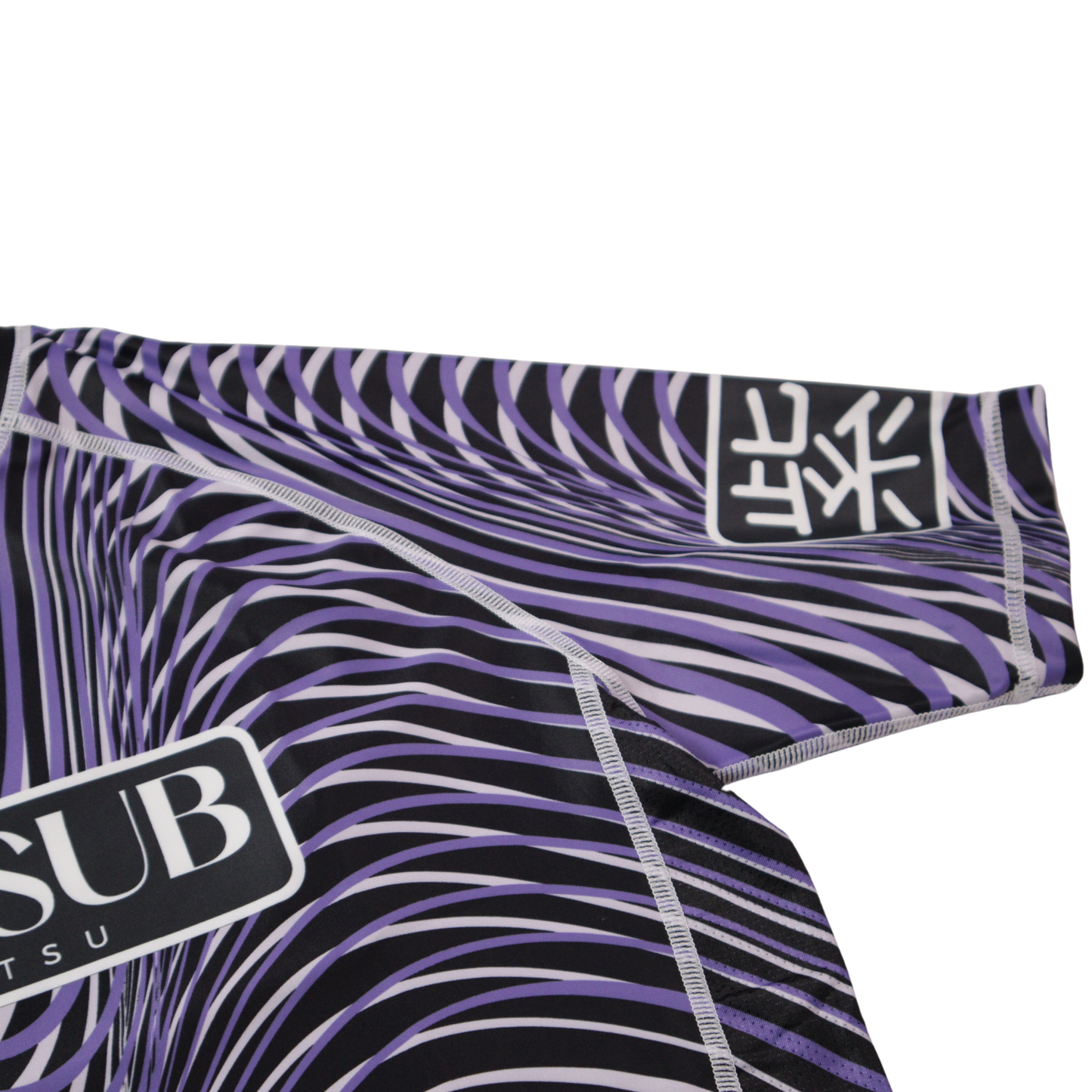 bjj nogi purple ranked rashguard close up sleeve view