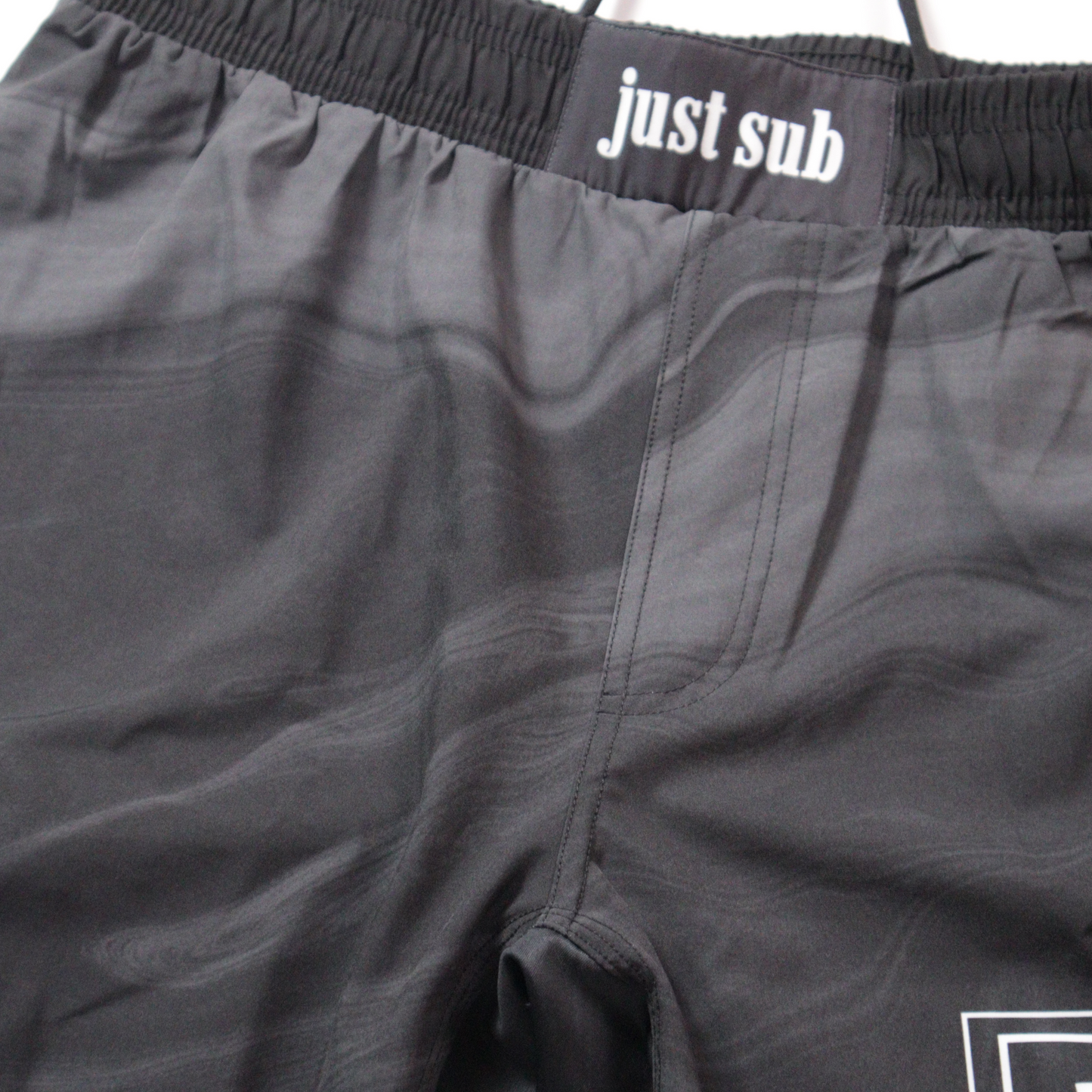marble black nogi shorts close up of waistband