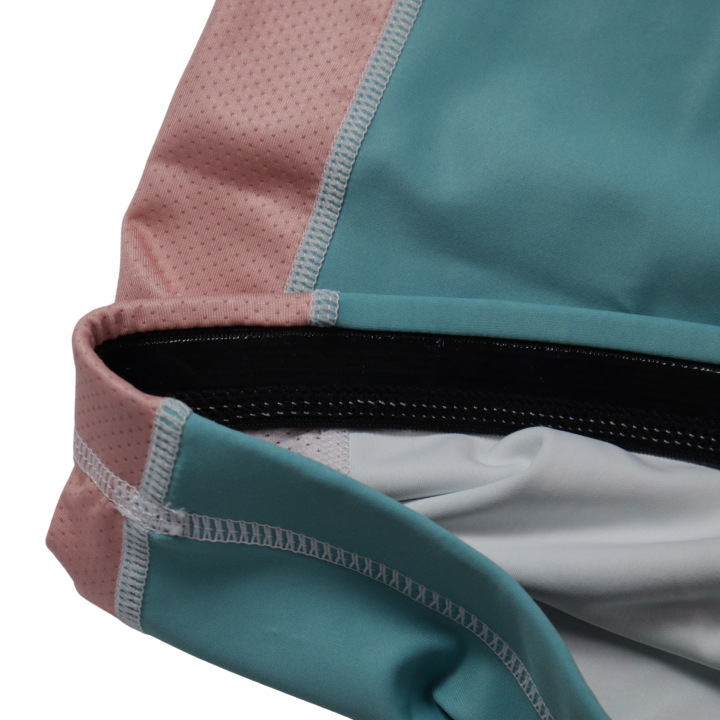 nogi bjj real teal rashguard waistband closeup