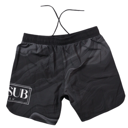 marble black no gi shorts back view