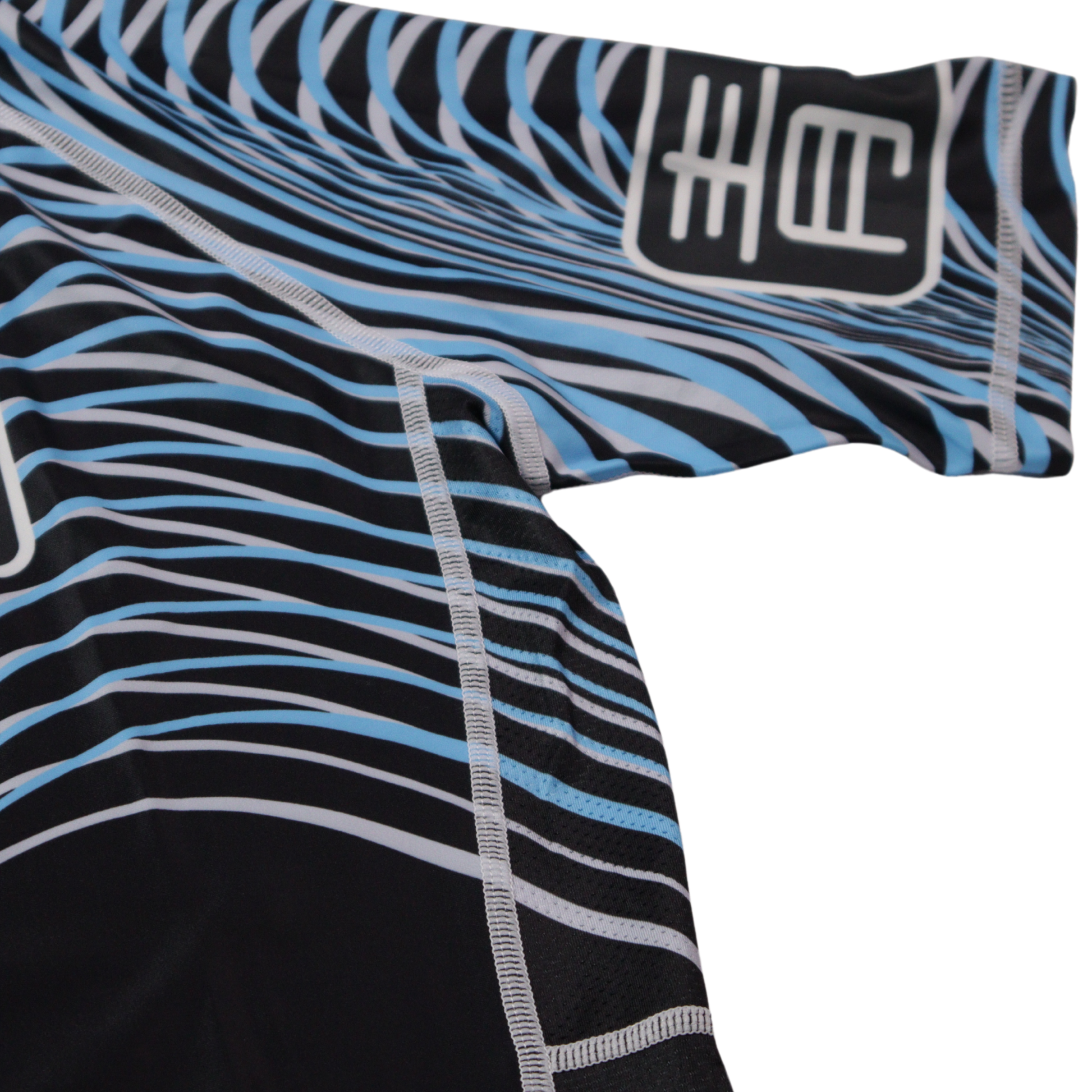 blue ranked rashguard close up of mesh panel