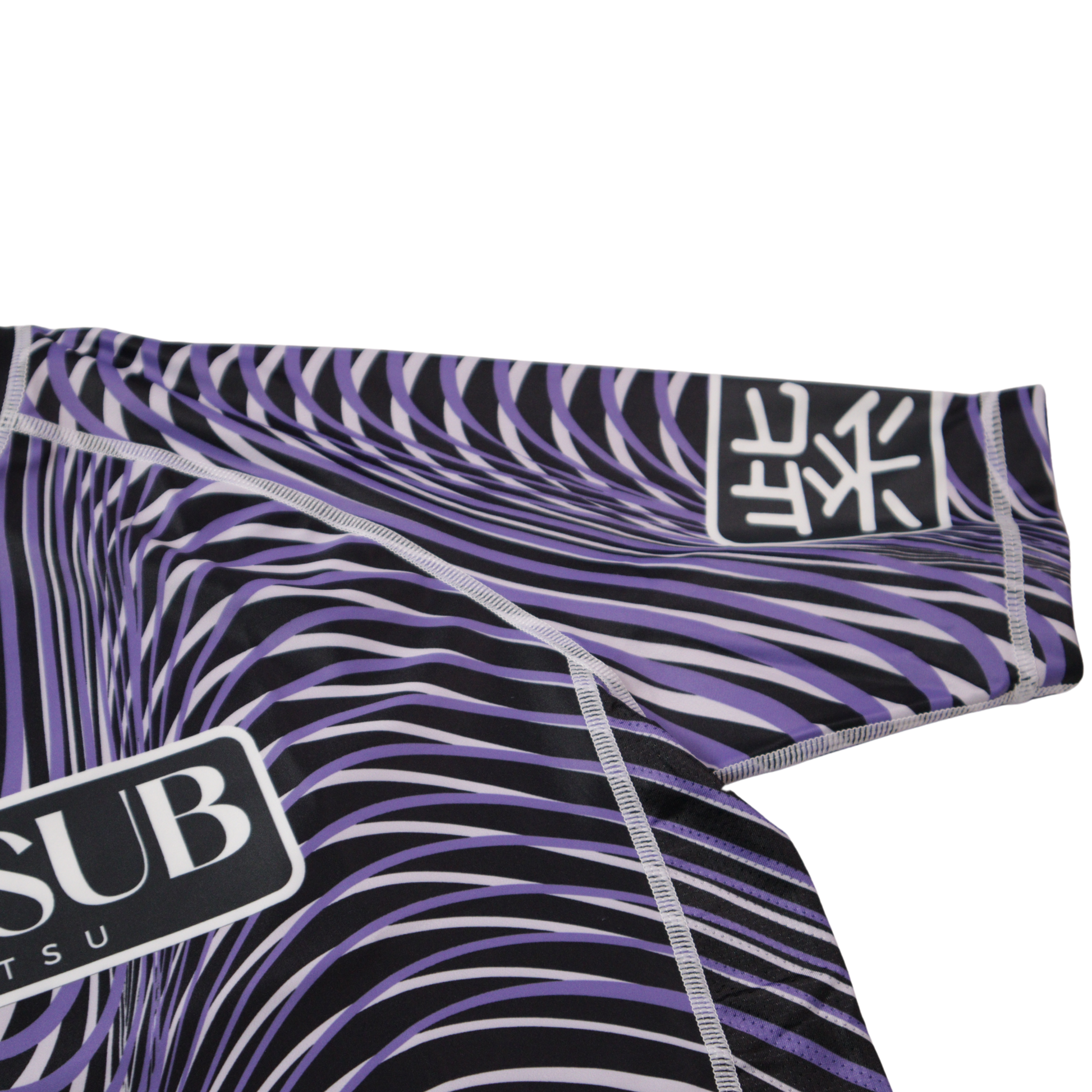 bjj nogi purple ranked rashguard close up sleeve view