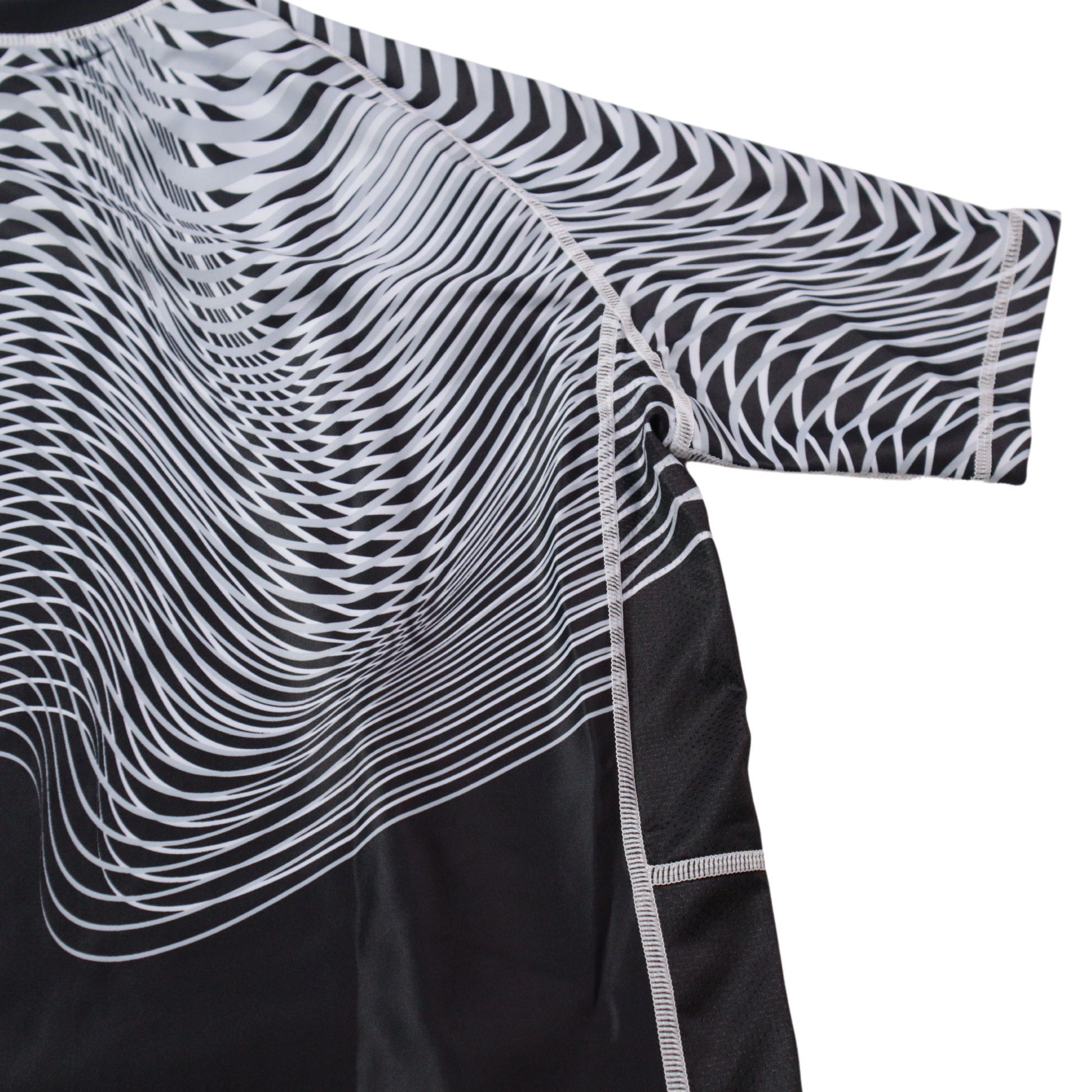 close up of nogi bjj ranked white rashguard